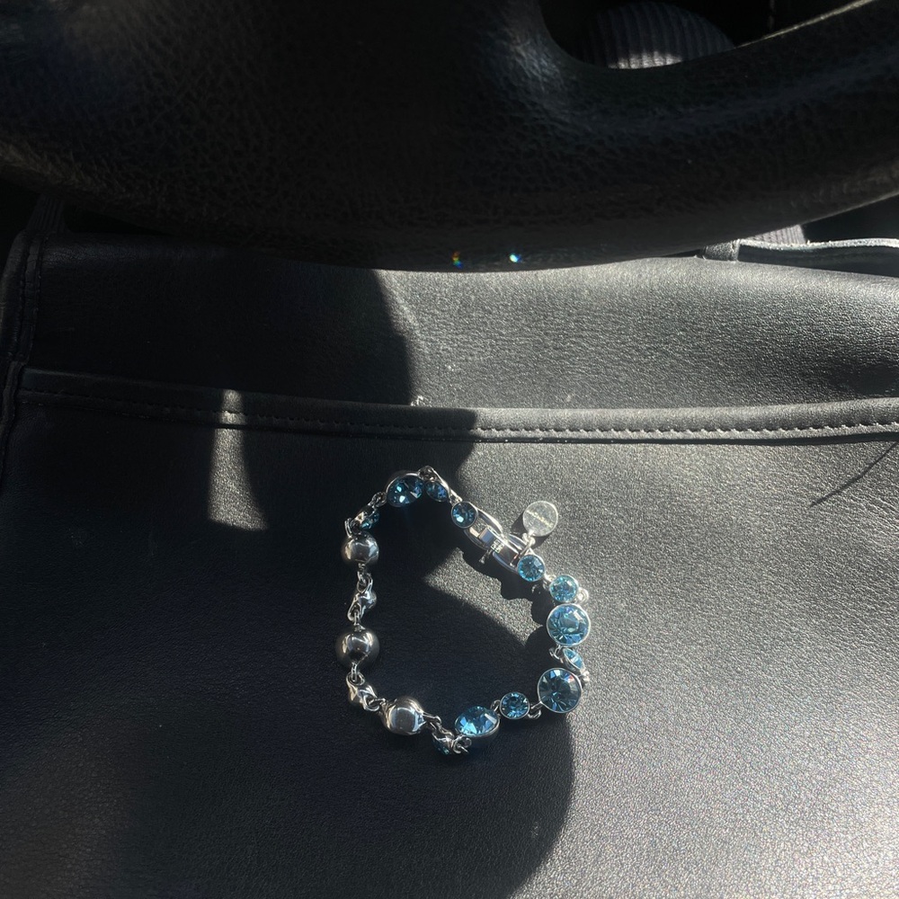 Elegant Silver and Blue Beaded Bracelet